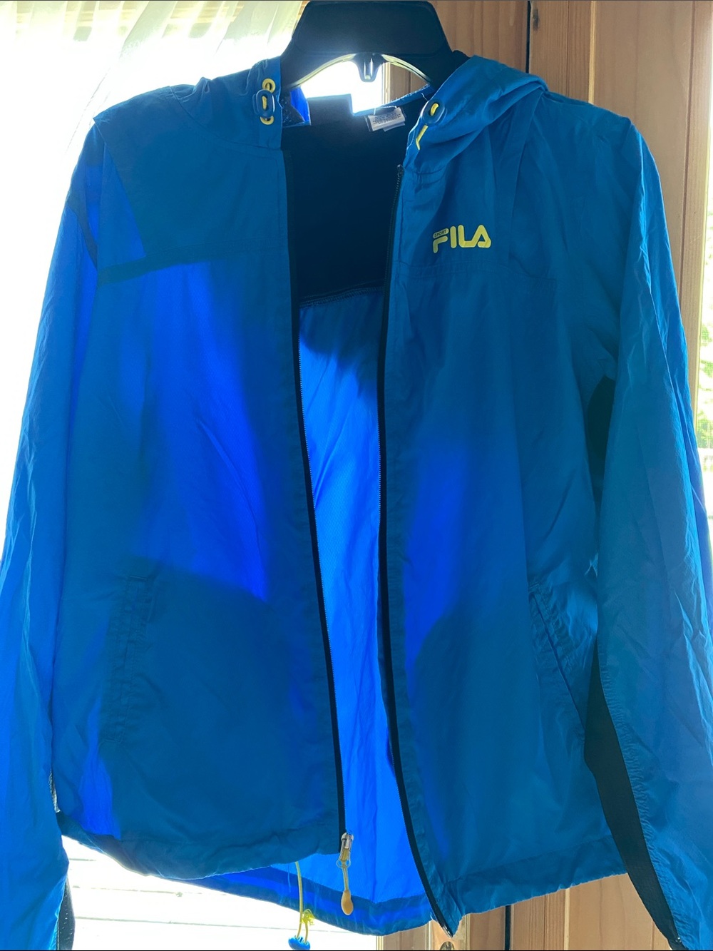Fila Bright Blue Hooded Windbreaker with Yellow Logo